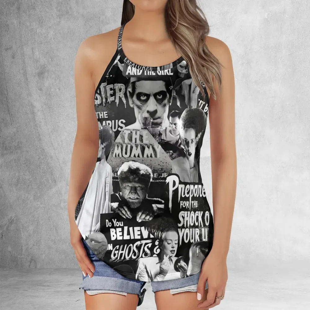 Universal Monsters Pattern Criss Cross Tank Top - 2
