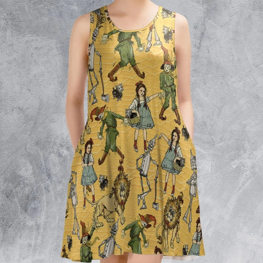 Magic Of Oz Characters Pattern Sleeveless Dress - 2
