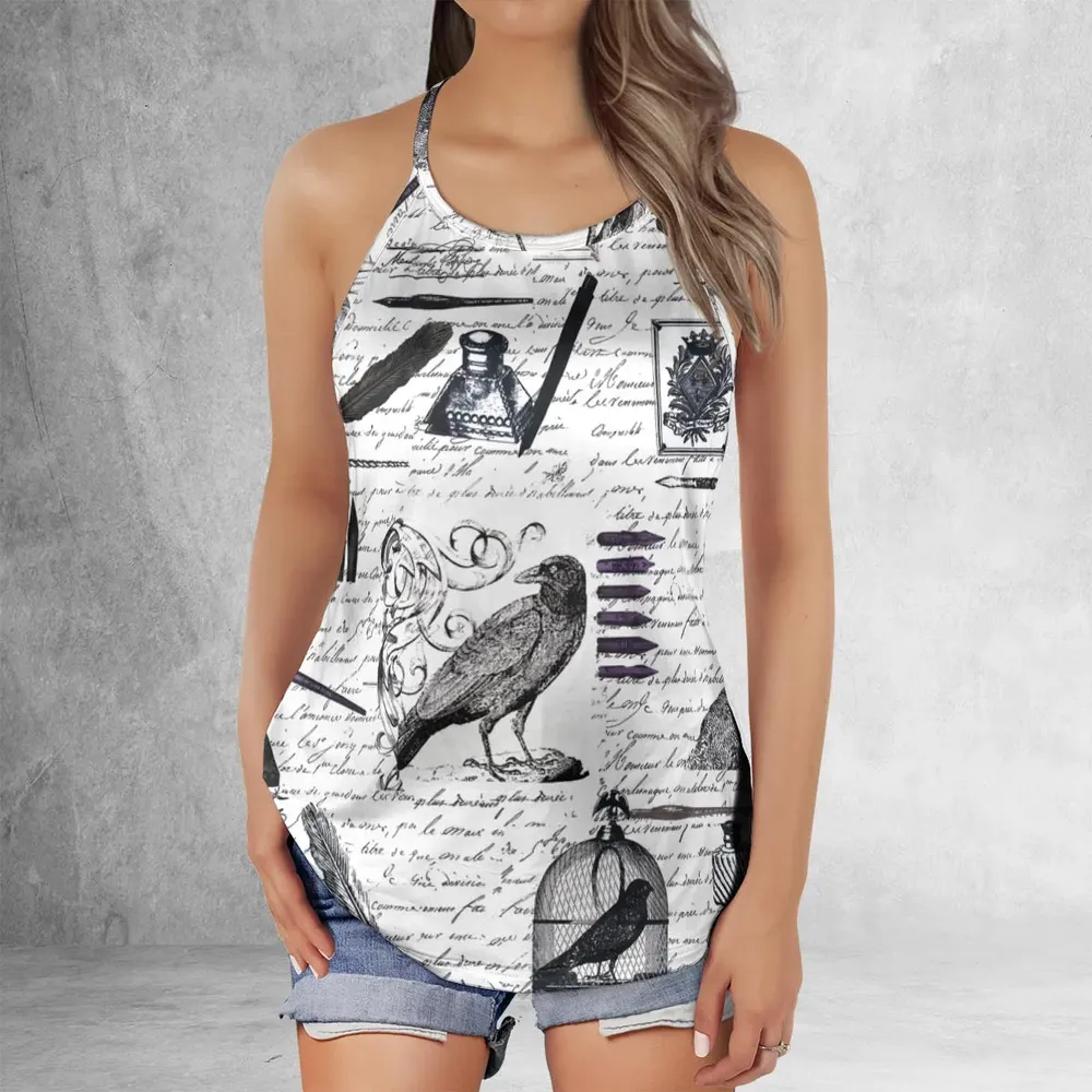 Nevermore The Raven Edgar Allan Poe Criss Cross Tank Top - 2