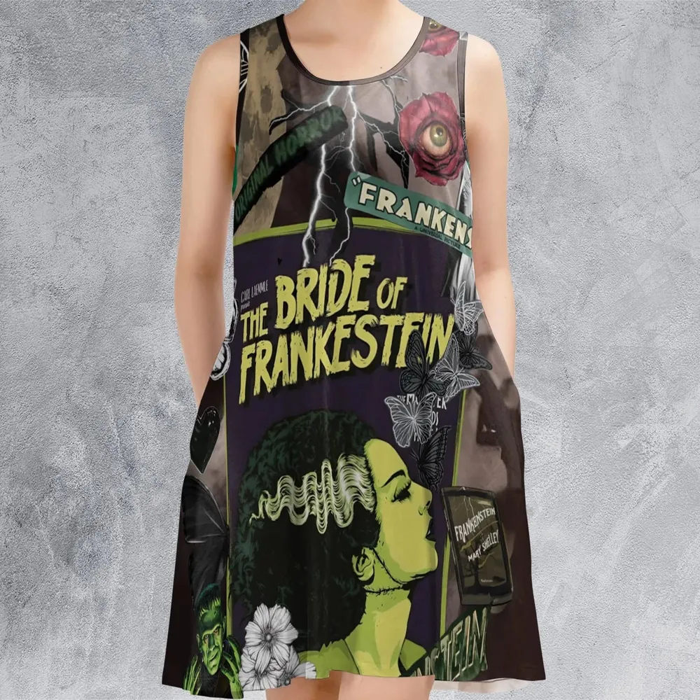 Vintage Bride Of Frankenstein Sleeveless Dress - 2
