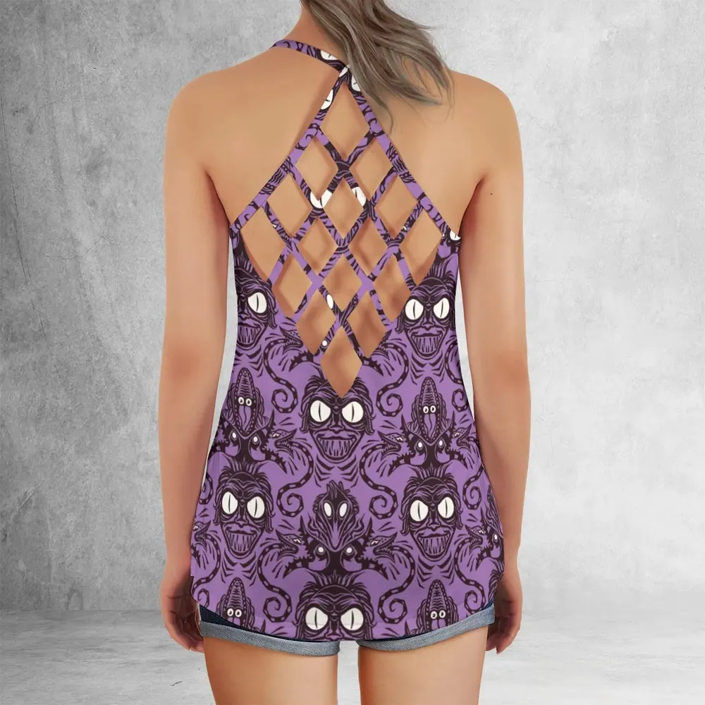 Beetlejuice Haunted Mansion Themed Criss Cross Tank Top - 3