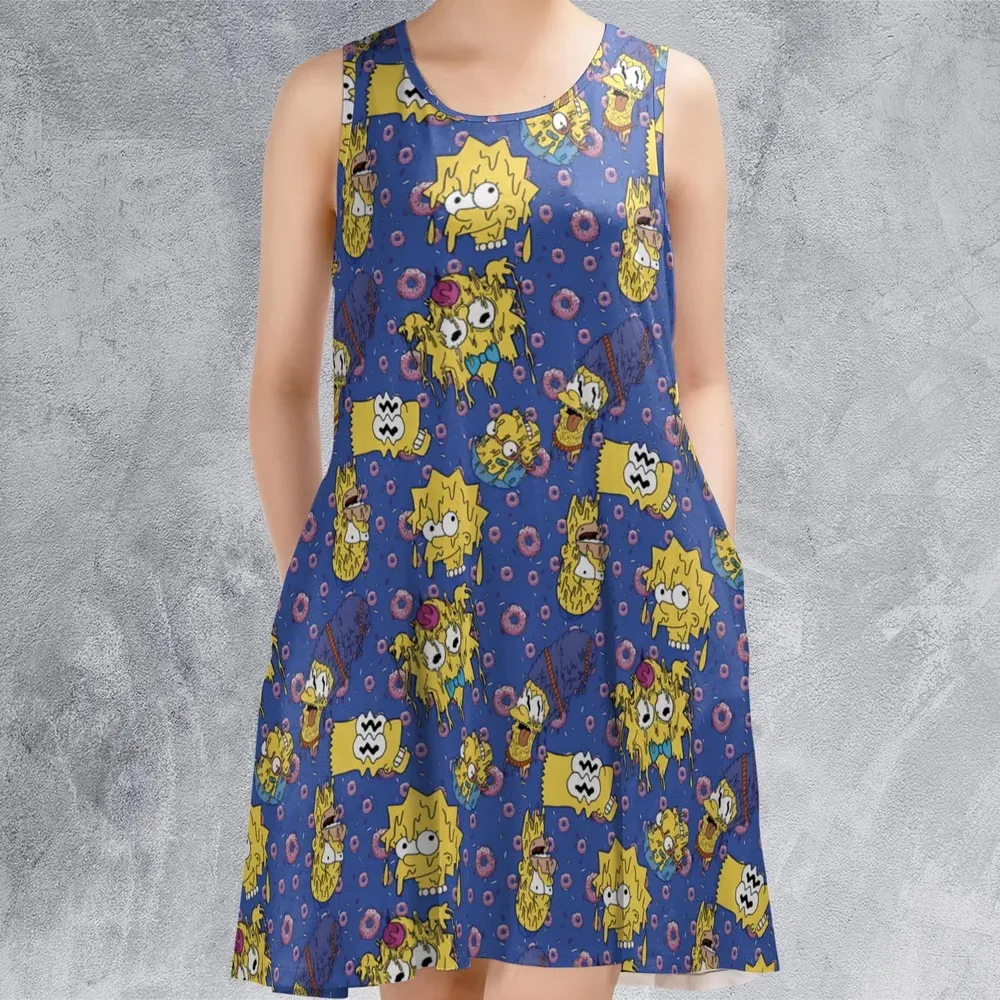 Trippy Simpsons Melting Sleeveless Dress - 2
