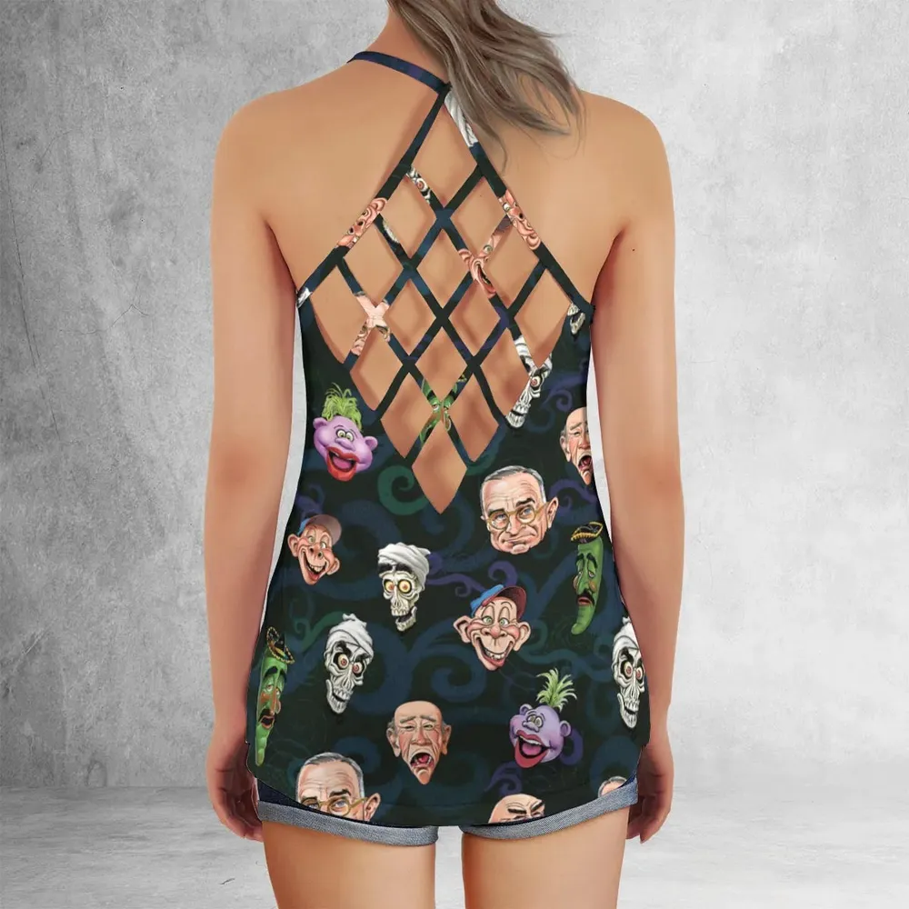 Puppet Comedy Characters Criss Cross Tank Top - 3