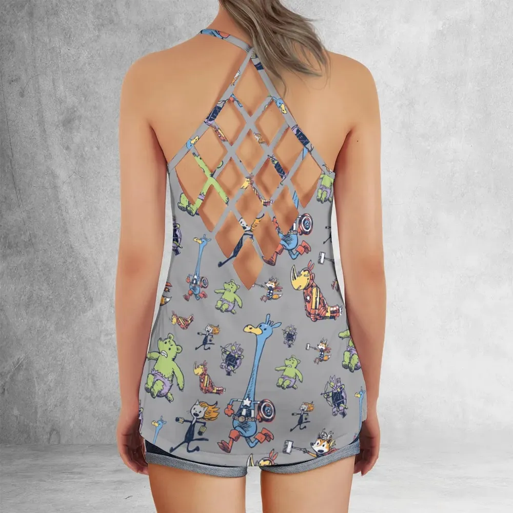 Animals Assemble Avengers Criss Cross Tank Top - 3