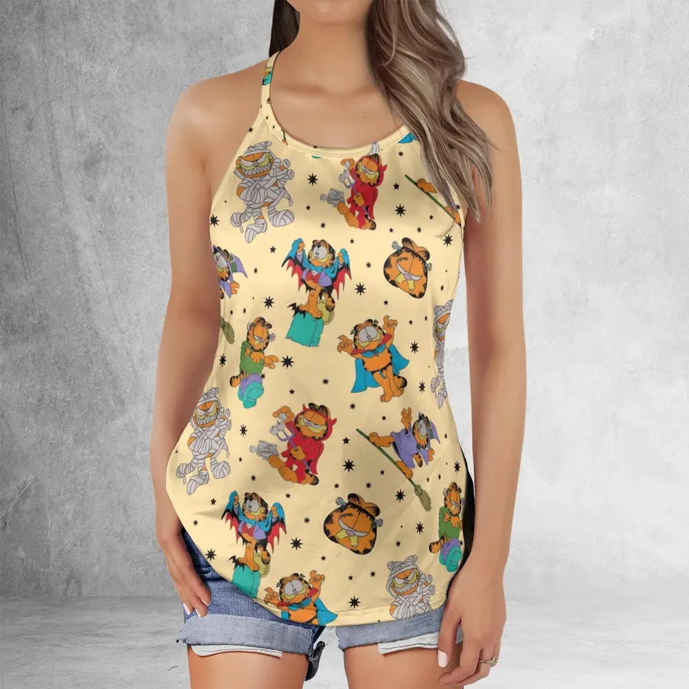 Nostalgic Cat Garfield's Halloween Adventure Criss Cross Tank Top - 2