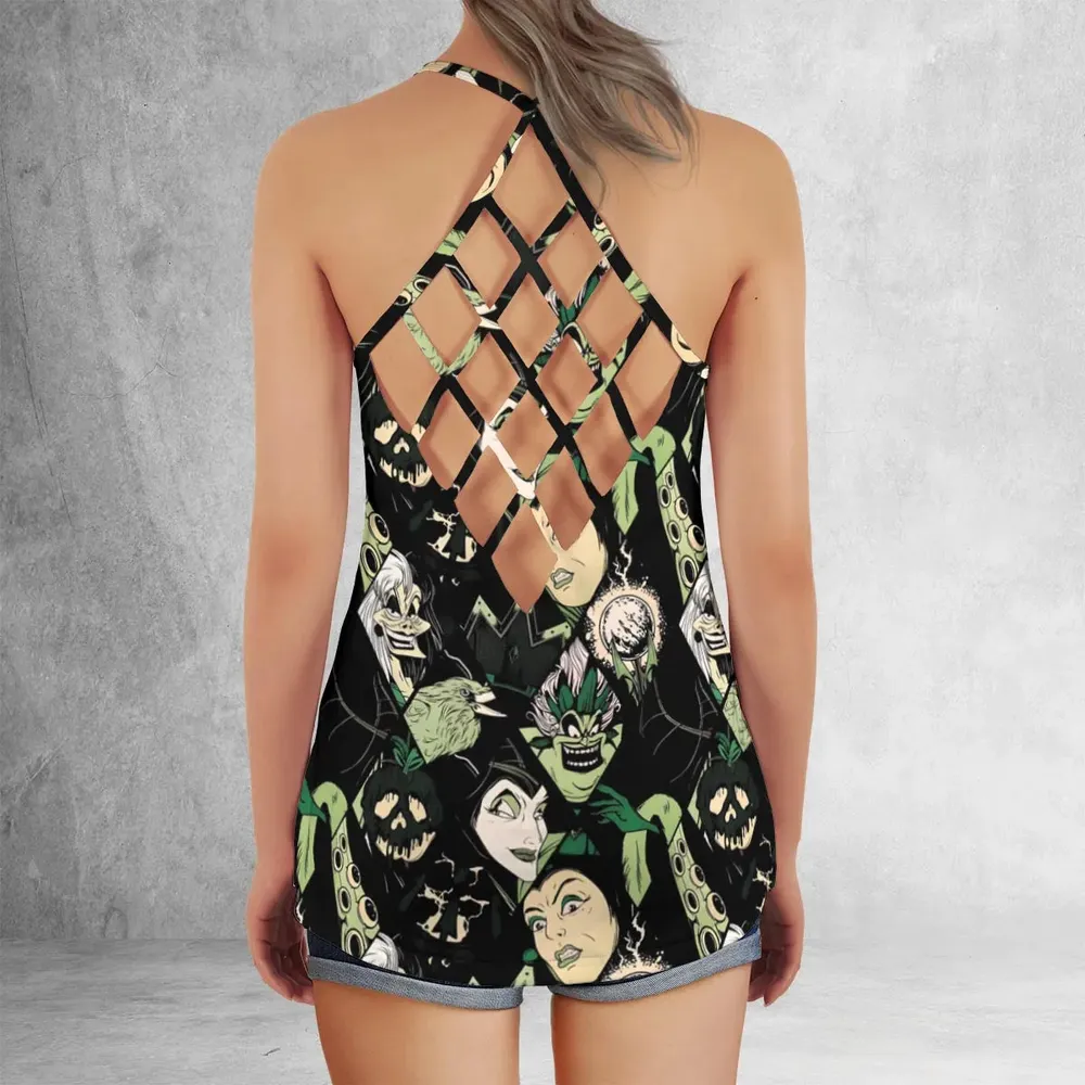 The Villains Pattern Criss Cross Tank Top - 3