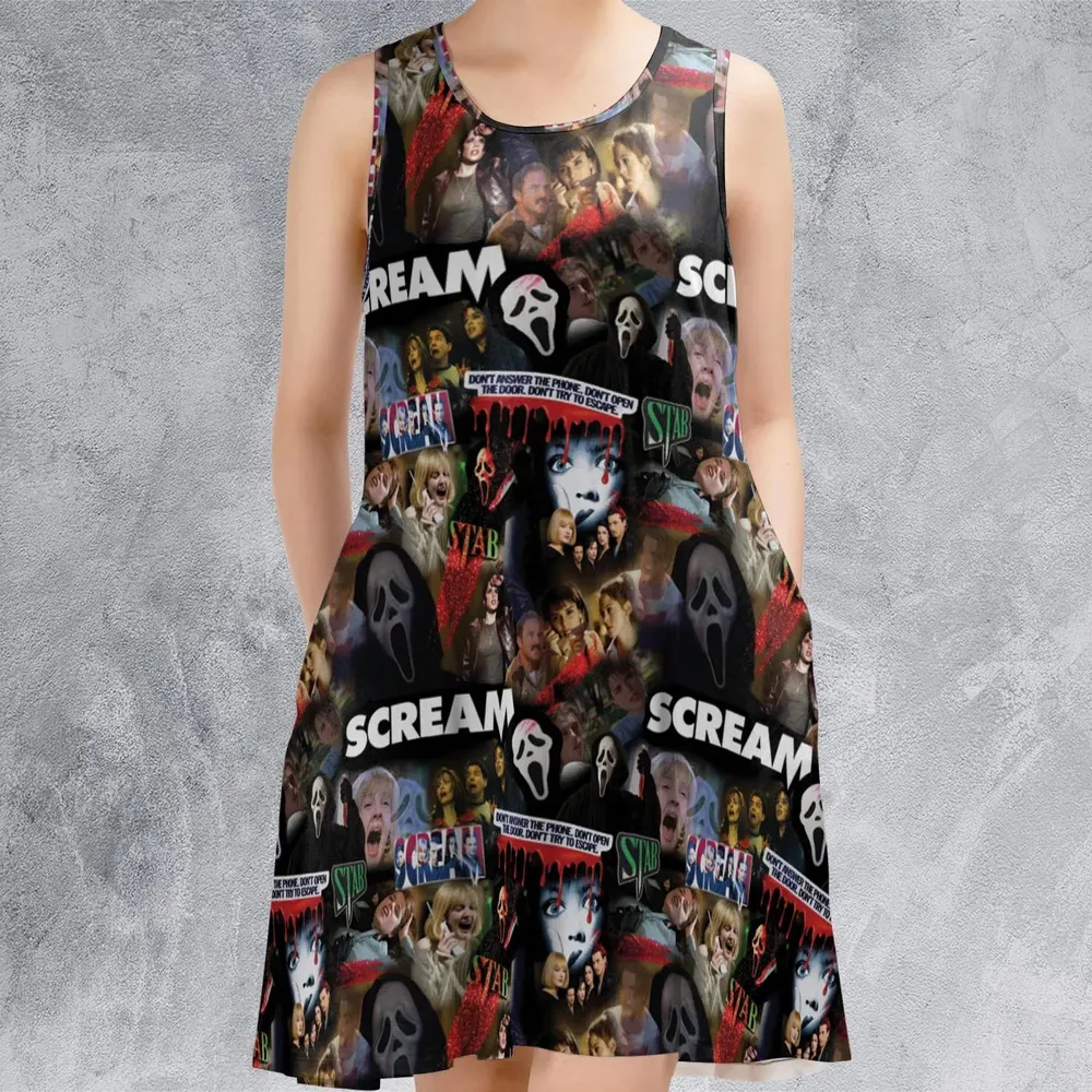 Slasher Chic Scream Sleeveless Dress - 2