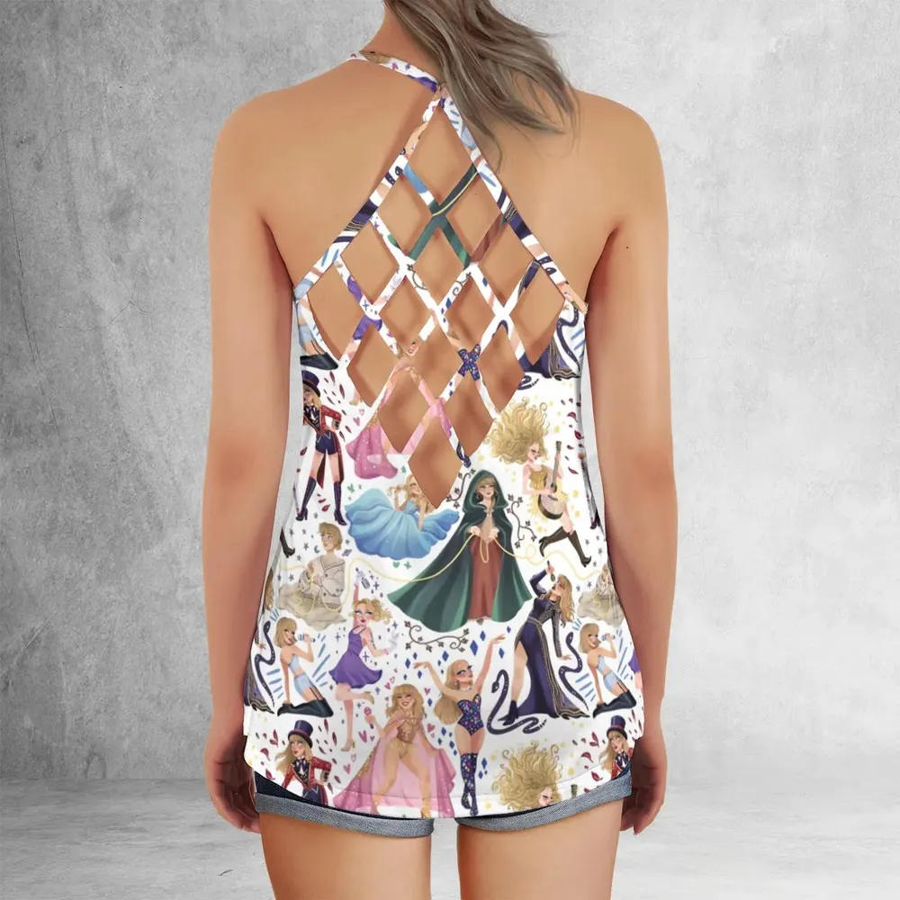 Blondie Colorful Lineup Criss Cross Tank Top - 3