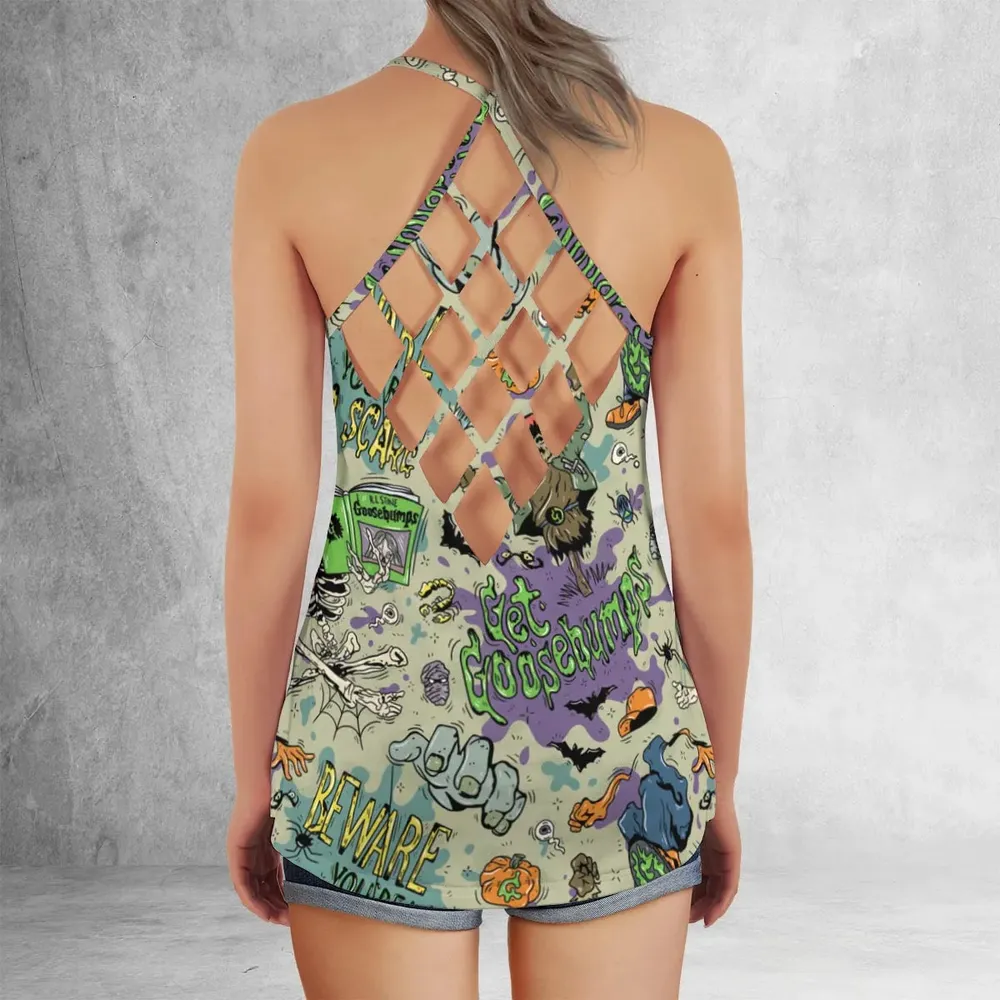 Beware You're In For A Scare Goosebumps Criss Cross Tank Top - 3