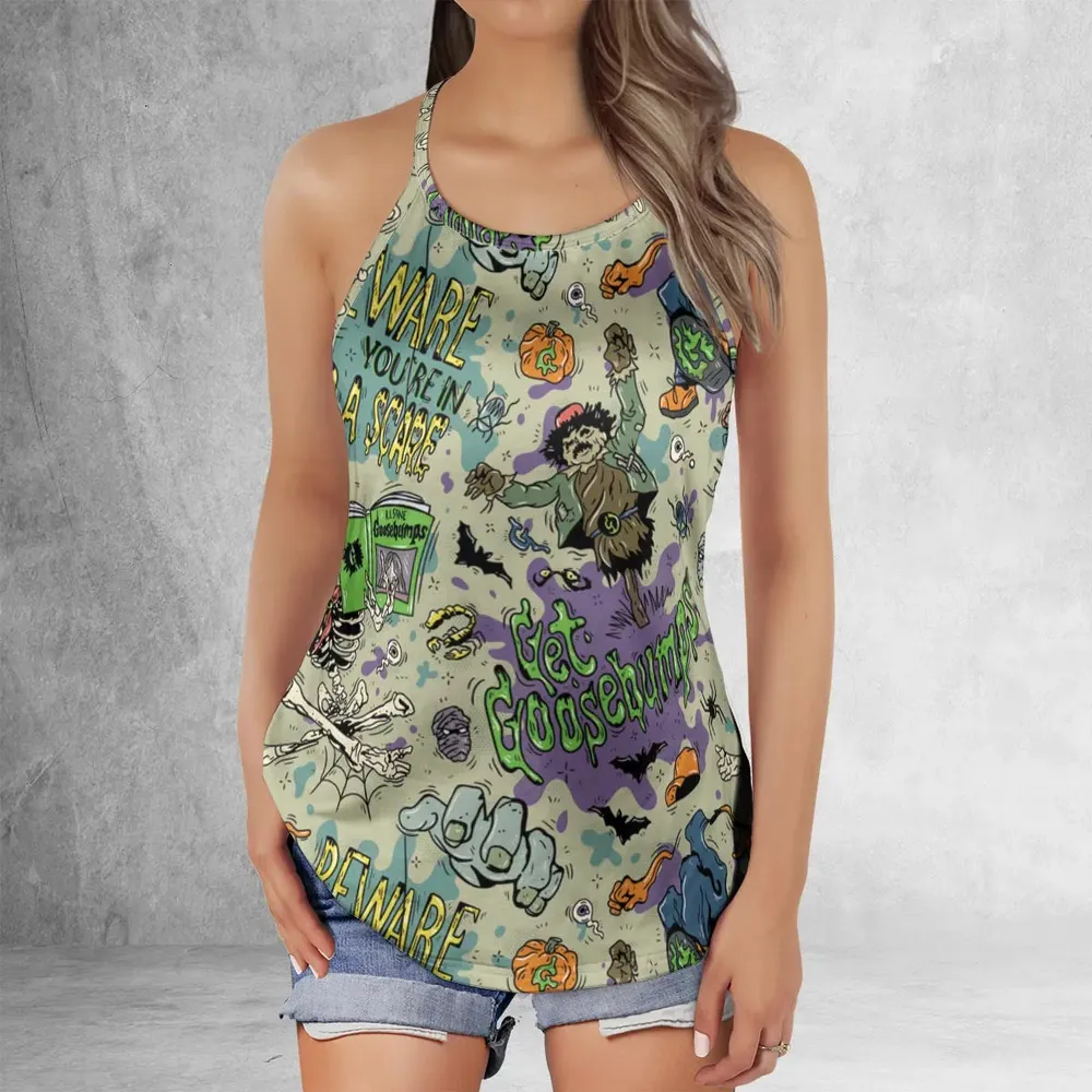 Beware You're In For A Scare Goosebumps Criss Cross Tank Top - 2