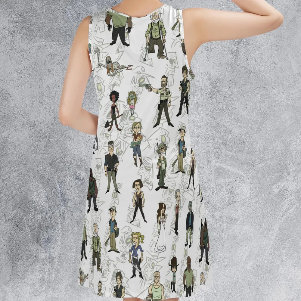 The Walking Dead Characters as Cartoons Sleeveless Dress - 3