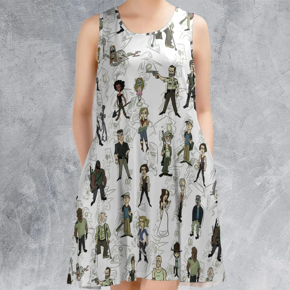 The Walking Dead Characters as Cartoons Sleeveless Dress - 2
