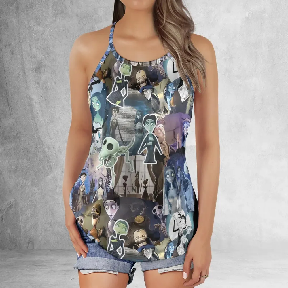 Unalive Bride Corpse Bride Criss Cross Tank Top - 2
