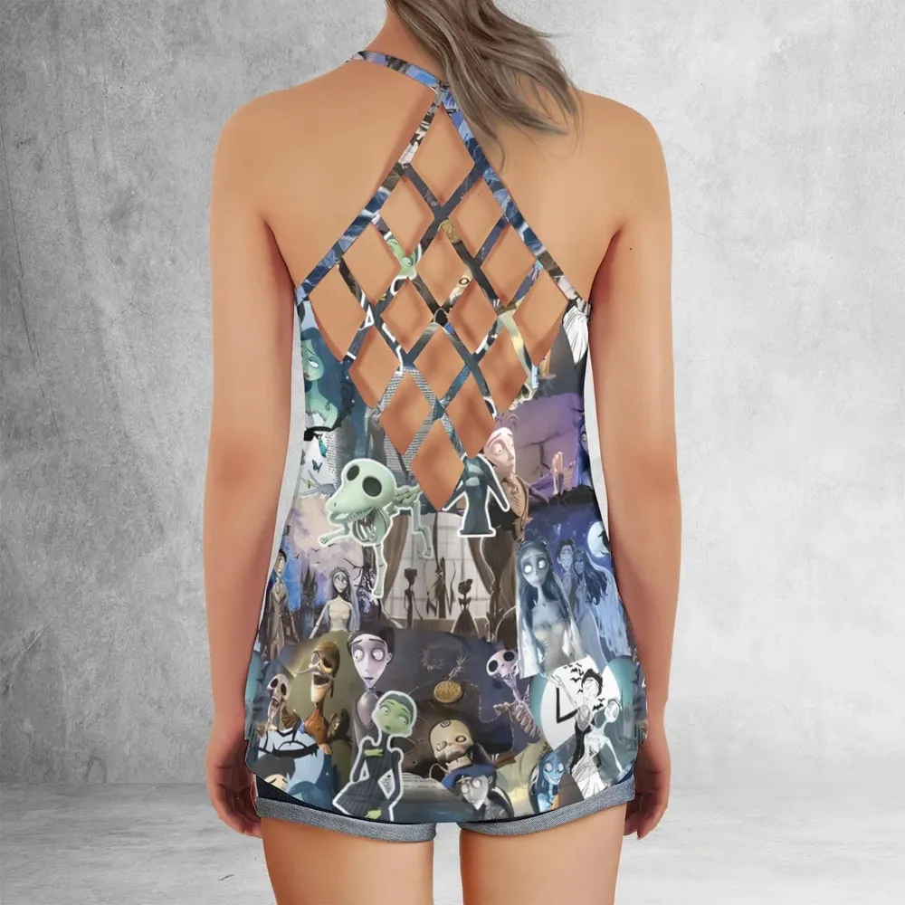 Unalive Bride Corpse Bride Criss Cross Tank Top - 3