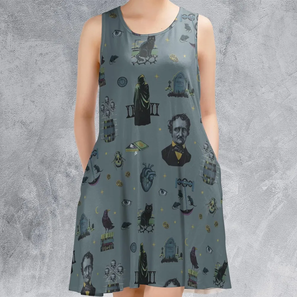The Dark Themed Edgar Allan Poe Sleeveless Dress - 2
