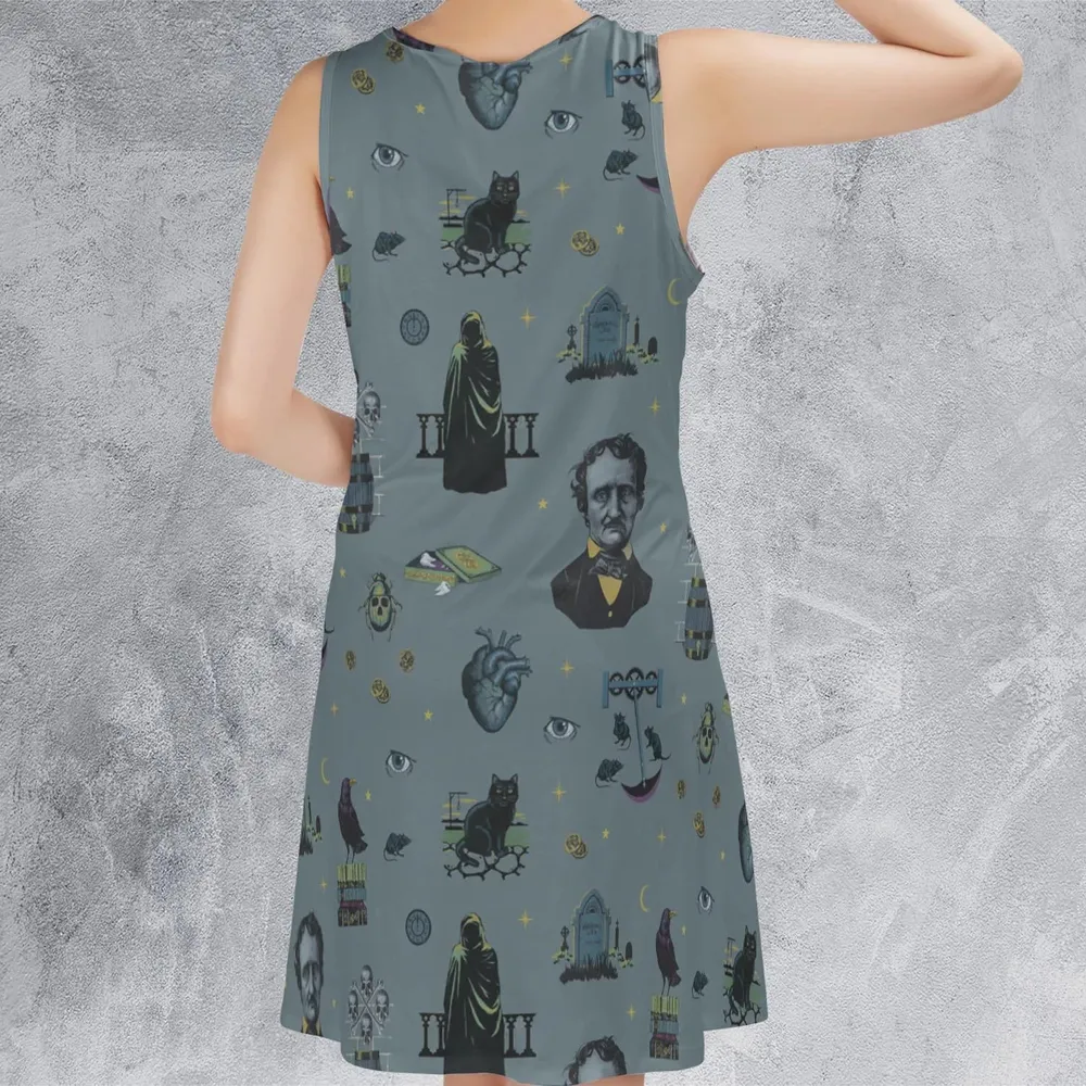The Dark Themed Edgar Allan Poe Sleeveless Dress - 3