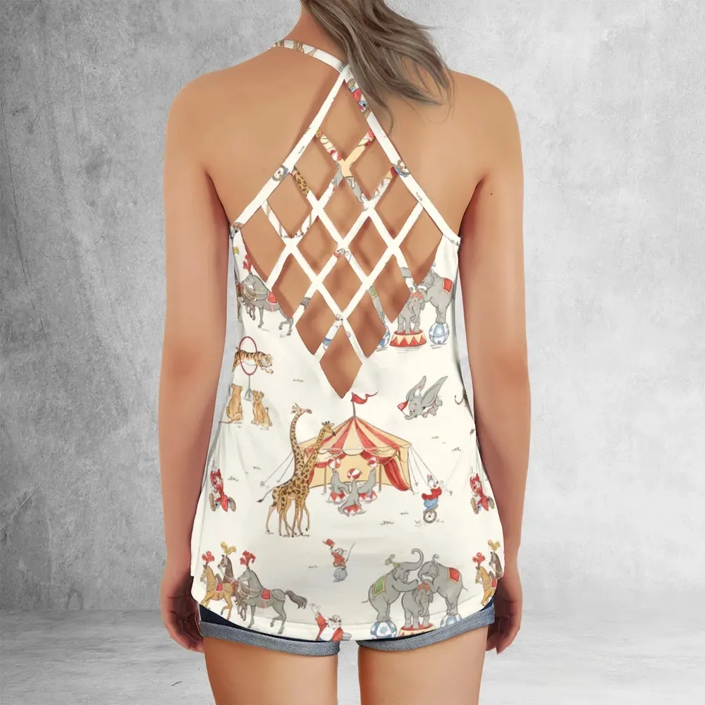 Nostalgic Circus Dumbo Criss Cross Tank Top - 3