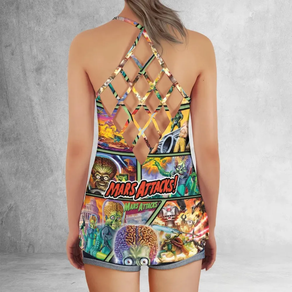 Ack! Ack! Ack! Mars Attacks Criss Cross Tank Top - 3