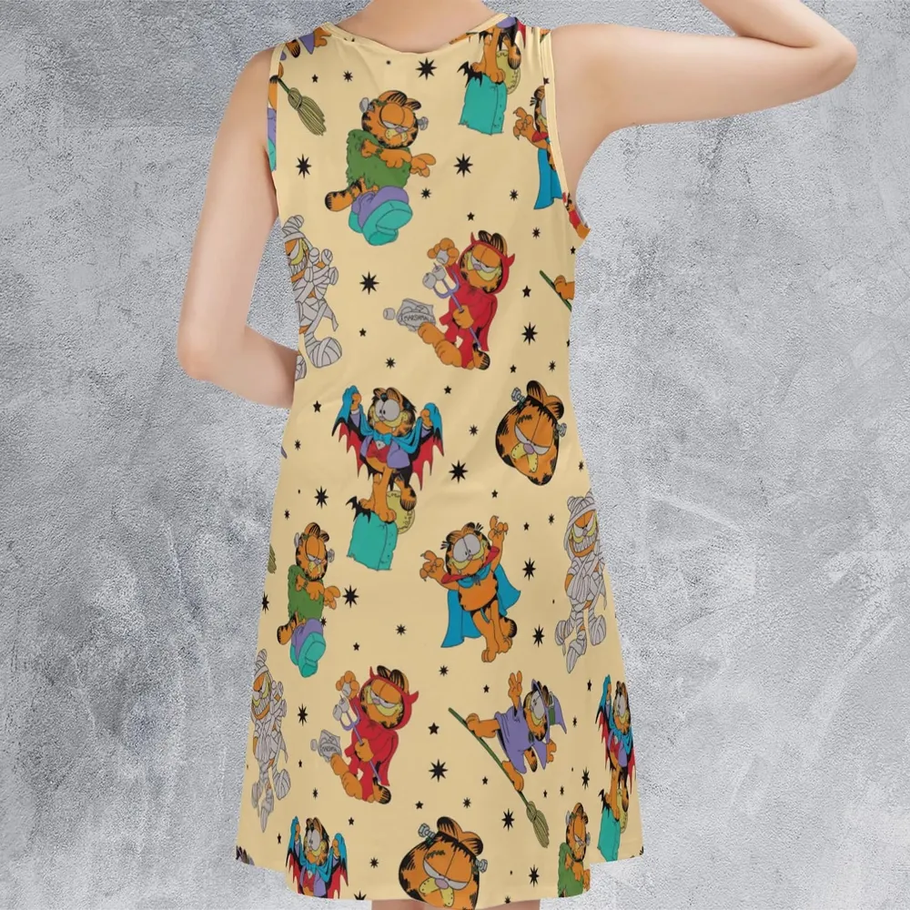 Nostalgic Cat Garfield's Halloween Adventure Sleeveless Dress - 3