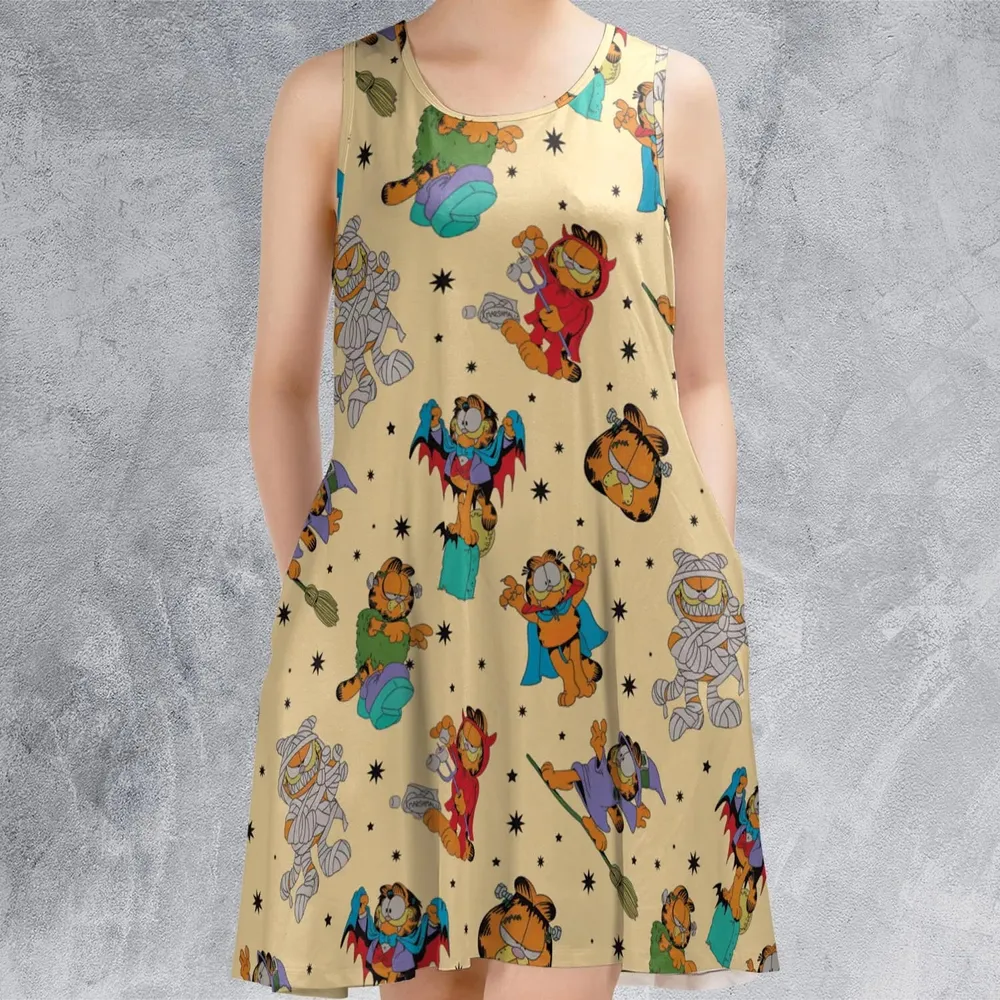 Nostalgic Cat Garfield's Halloween Adventure Sleeveless Dress - 2