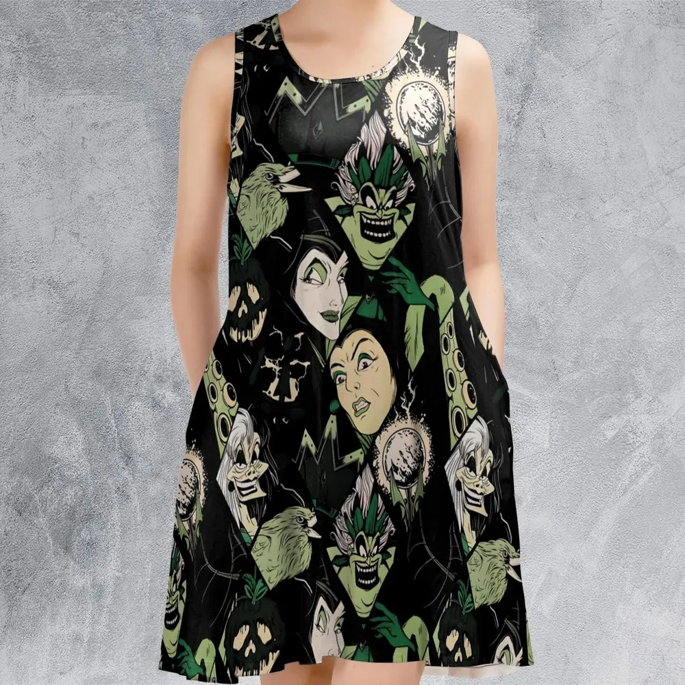 The Villains Pattern Sleeveless Dress - 2