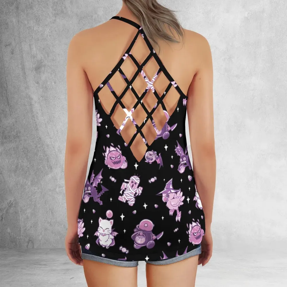 Halloween Final Fantasy Cuties Criss Cross Tank Top - 3