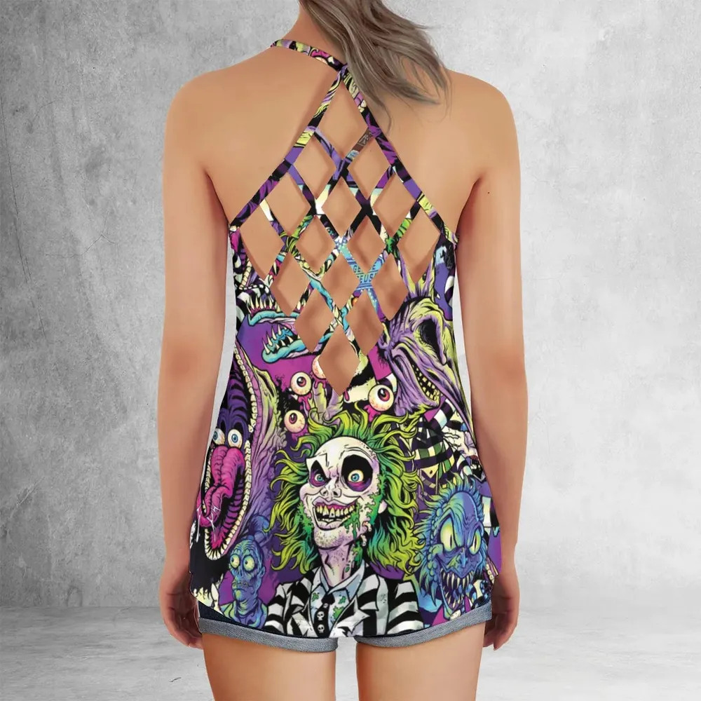 Stay Spooky Beetlejuice Criss Cross Tank Top - 3