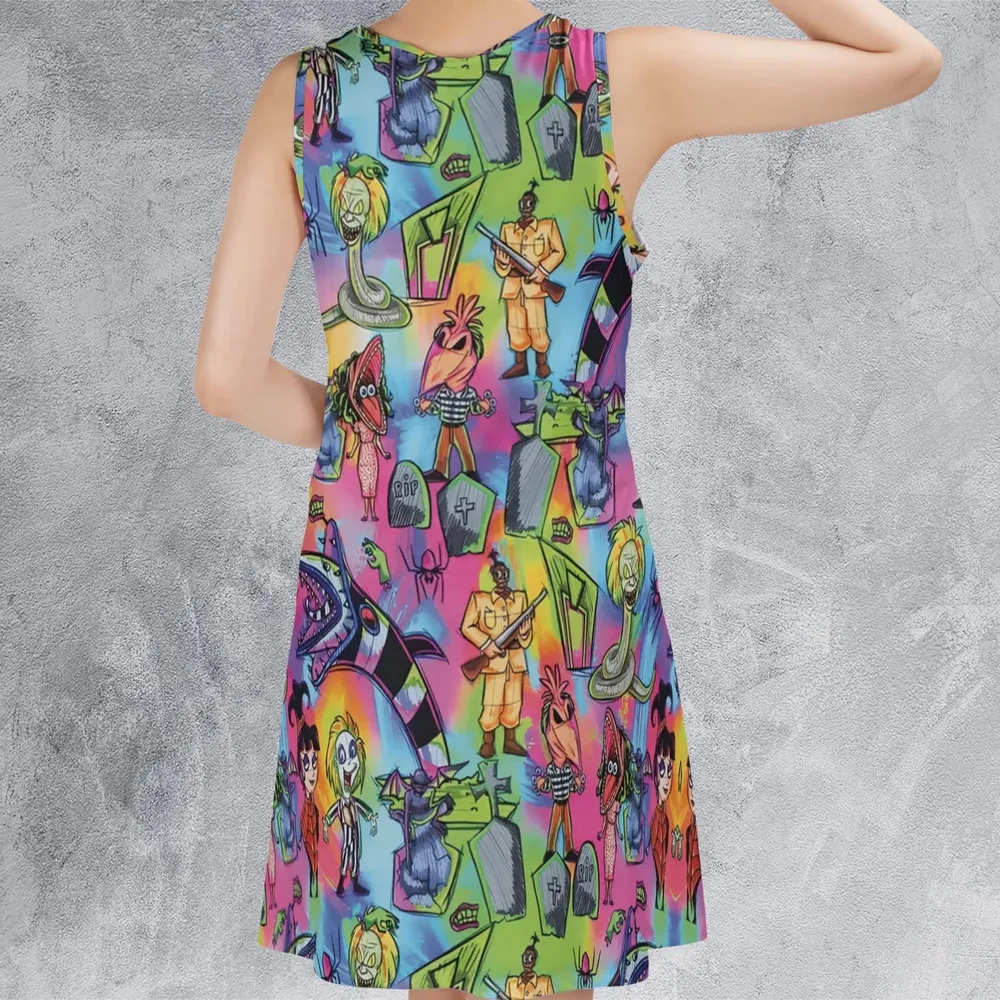 Hauntingly Stylish Beetlejuice Sleeveless Dress - 3