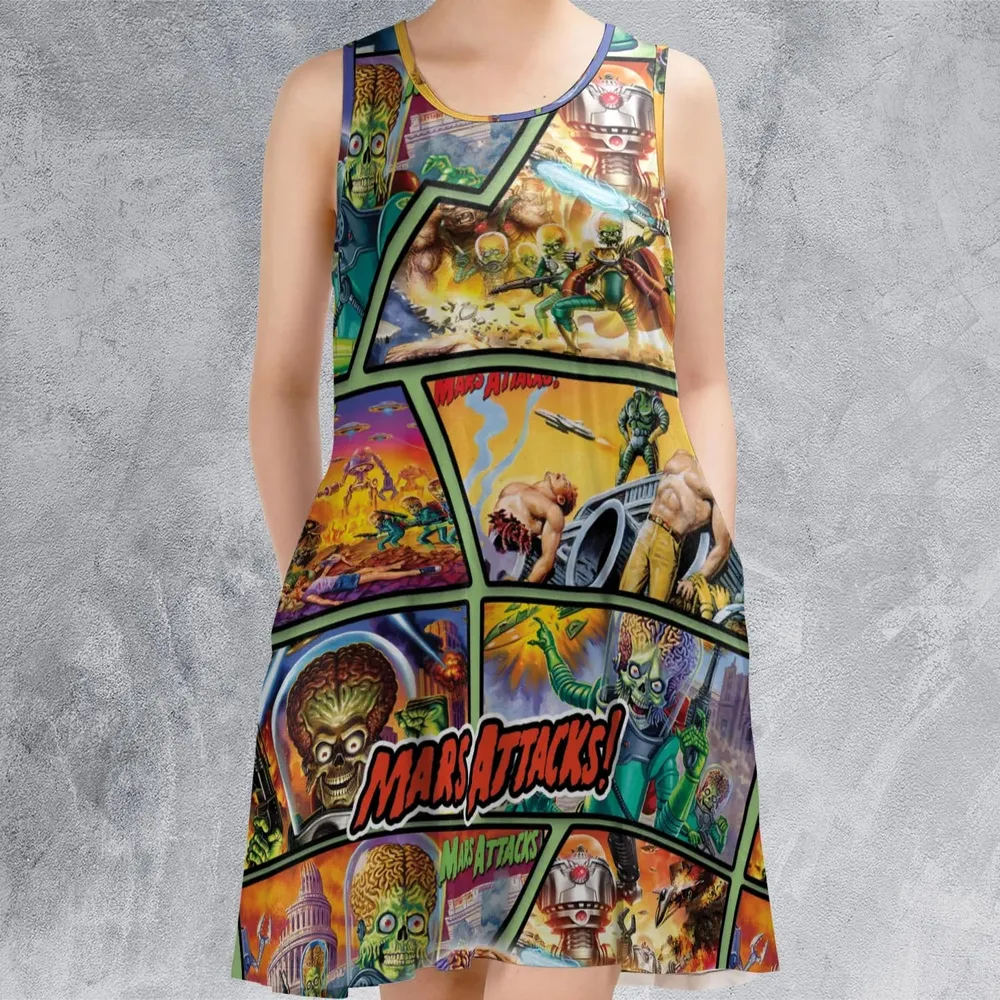 Ack! Ack! Ack! Mars Attacks Sleeveless Dress - 2