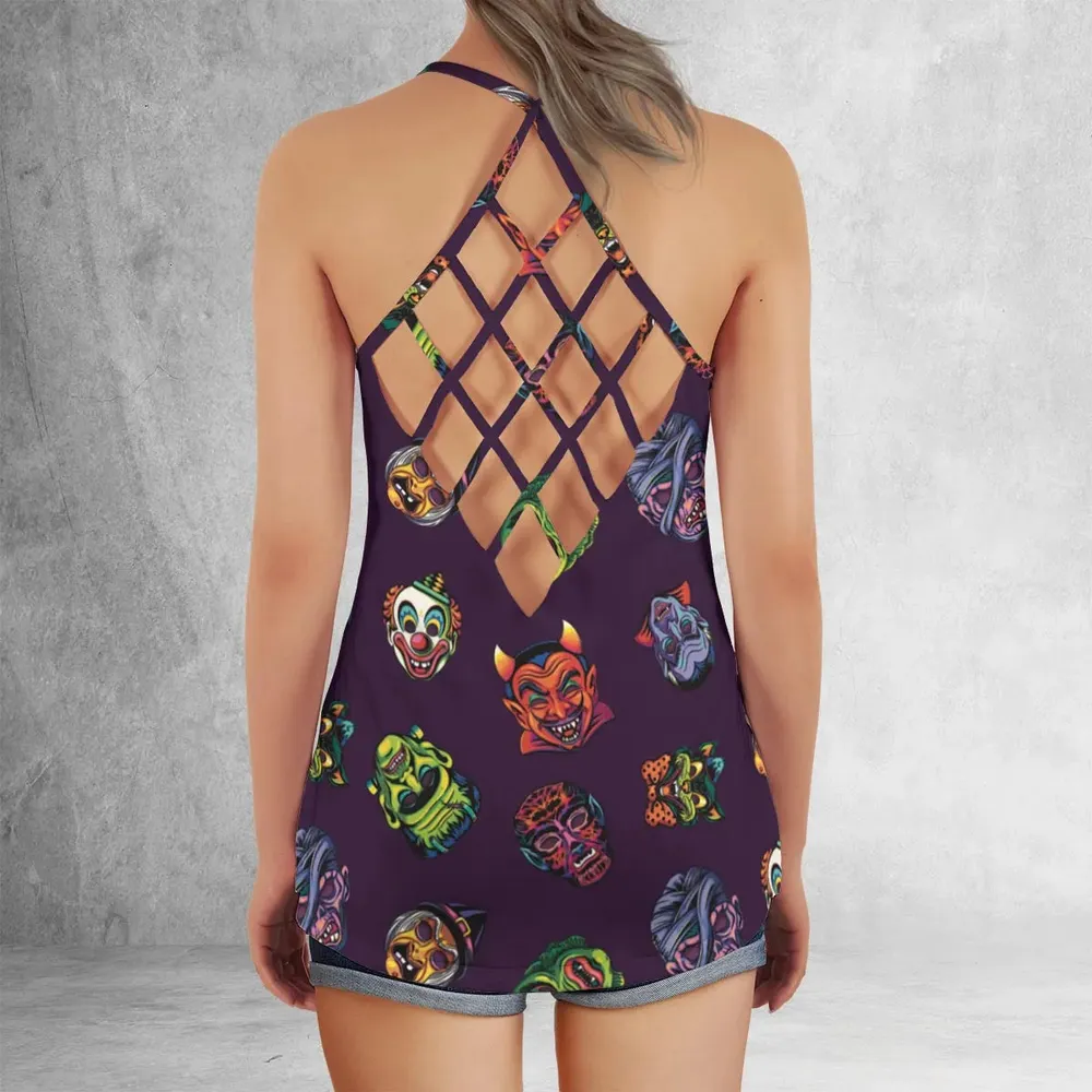 Beast Mode On Monster Masks Criss Cross Tank Top - 3