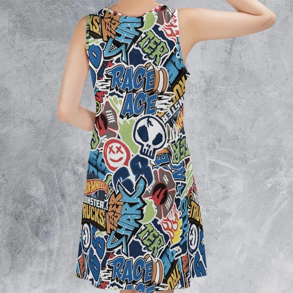 Hot Wheels Monster Trucks Logos Sleeveless Dress - 3