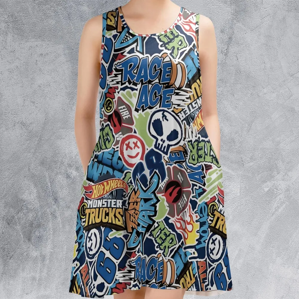 Hot Wheels Monster Trucks Logos Sleeveless Dress - 2