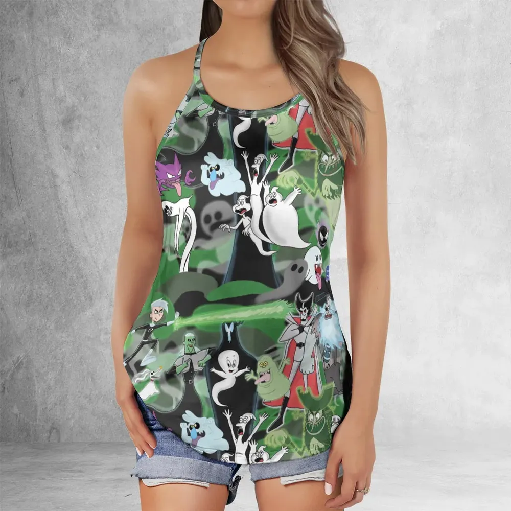 Ghost Cartoon Characters Criss Cross Tank Top - 2