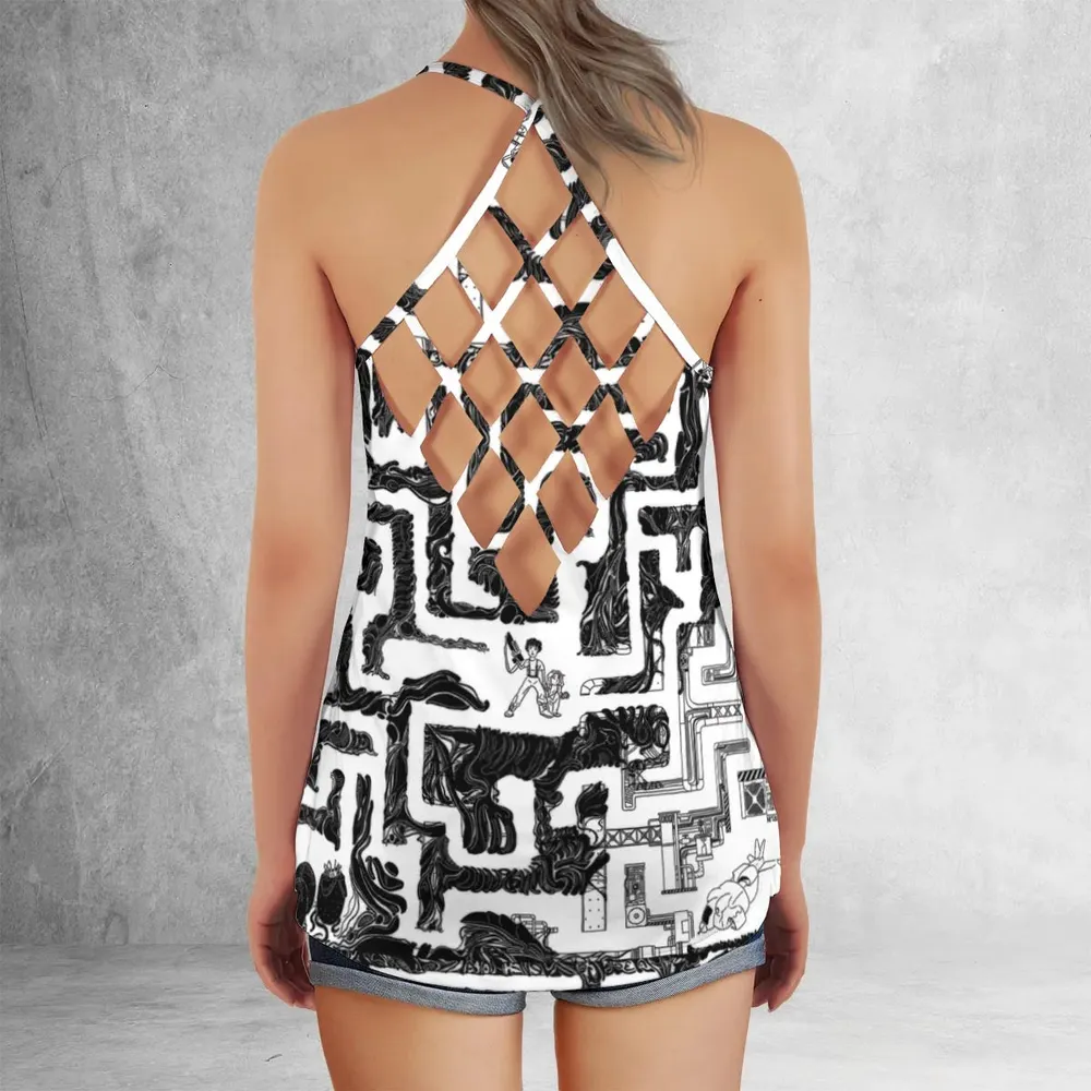 Xenomorph Alien Maze Criss Cross Tank Top - 3