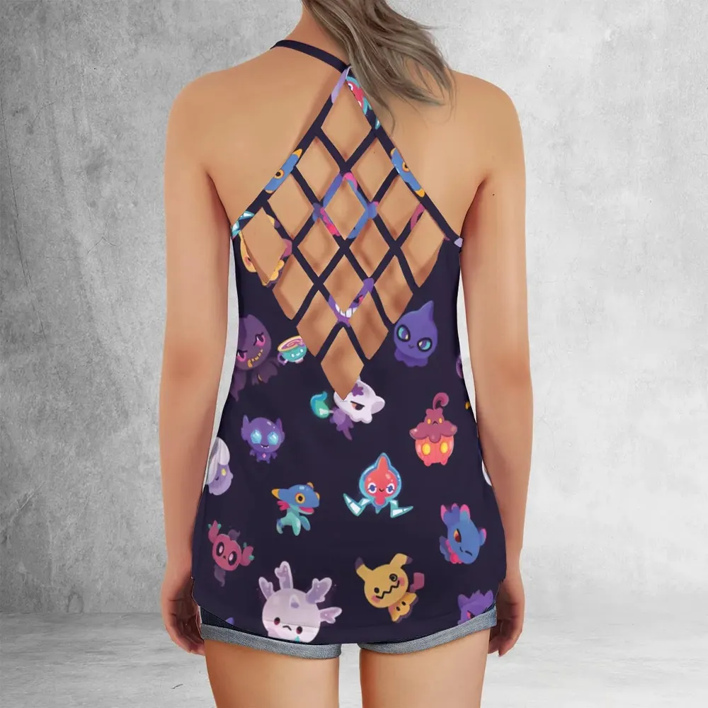 Cute Ghost Type Criss Cross Tank Top - 3