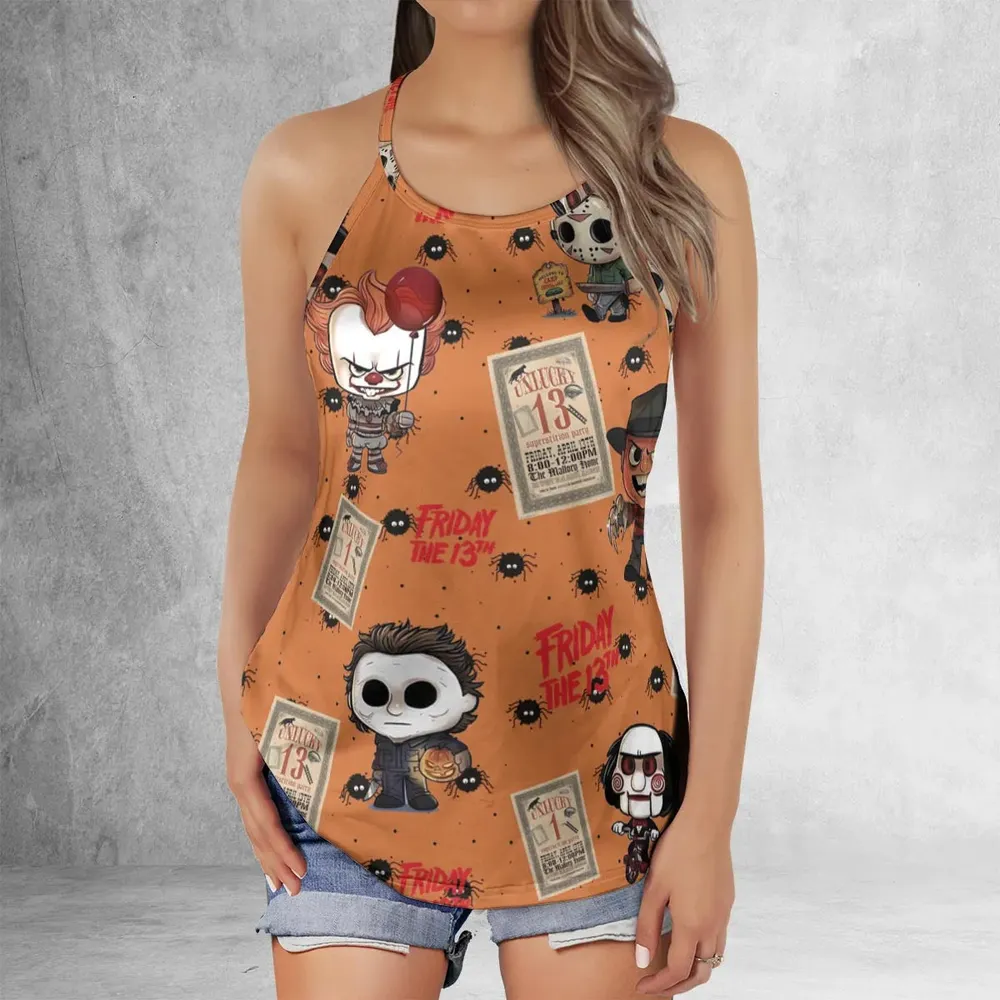 Chibi Horror Characters Criss Cross Tank Top - 2