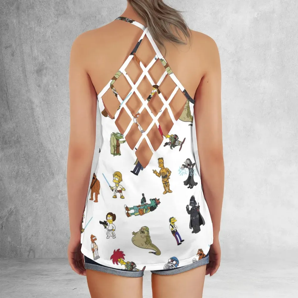 Simpsons Star Wars Mashup Criss Cross Tank Top - 3