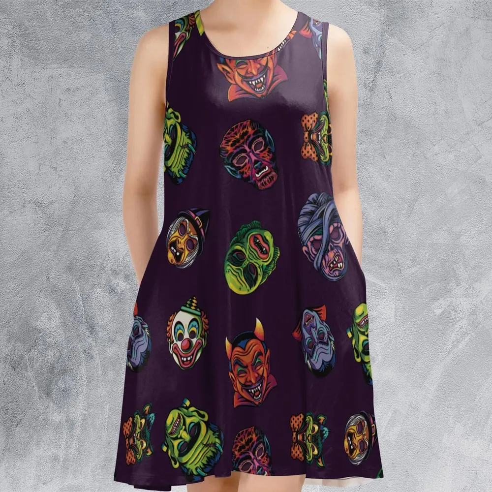 Beast Mode On Monster Masks Sleeveless Dress - 2