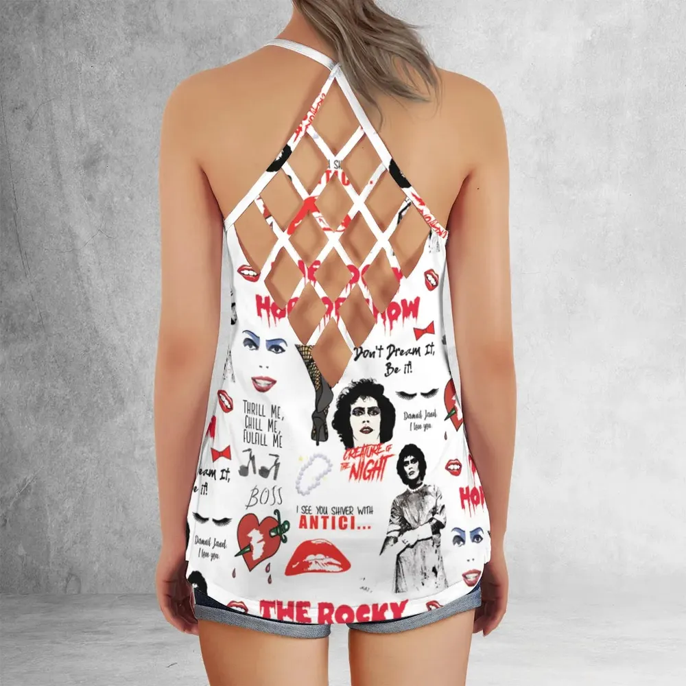 The Rocky Horror Picture Show Pattern Criss Cross Tank Top - 3