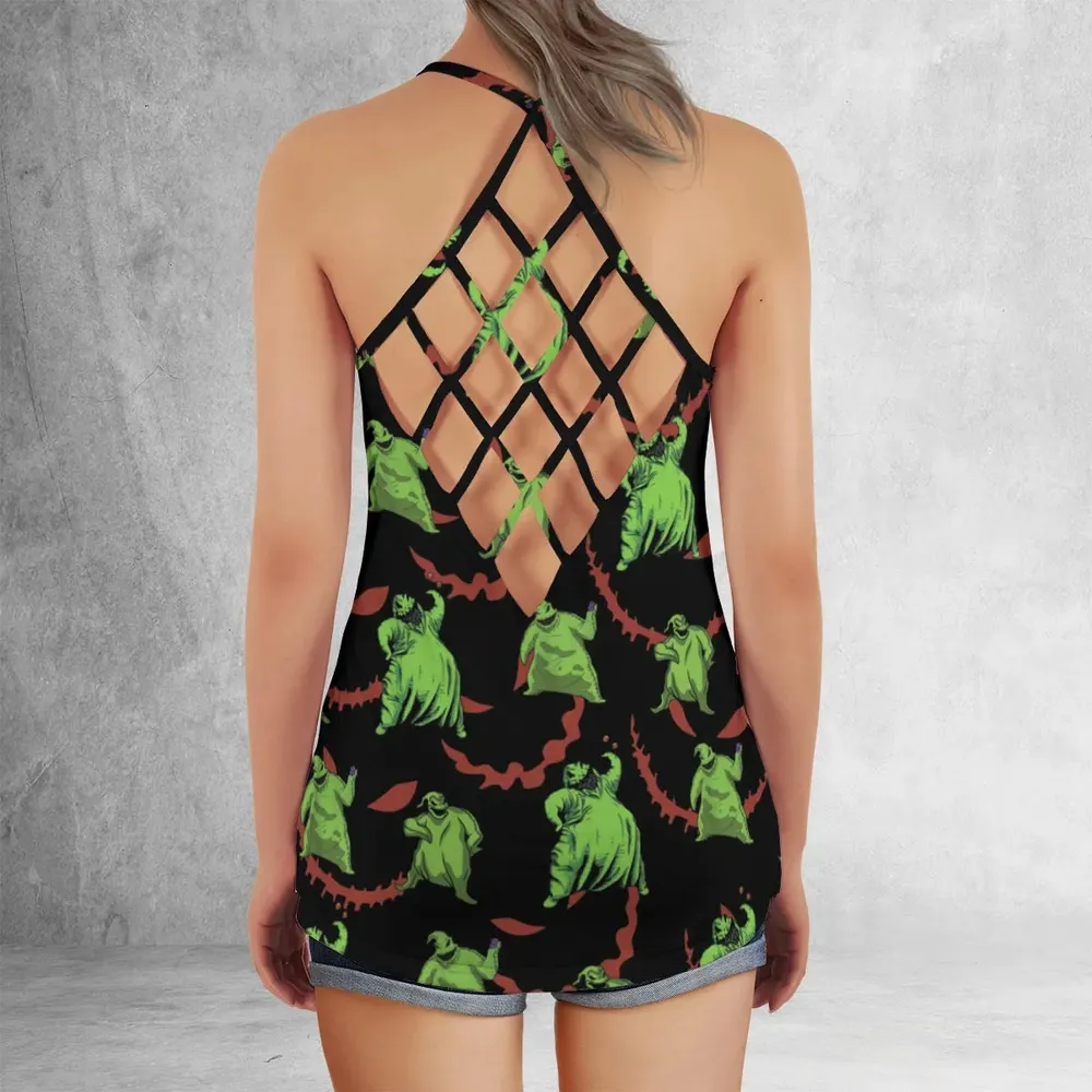 Oogie Boogie Pattern Criss Cross Tank Top - 3