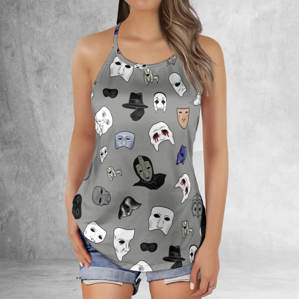 Masks of Phantom of Opera Criss Cross Tank Top - 2