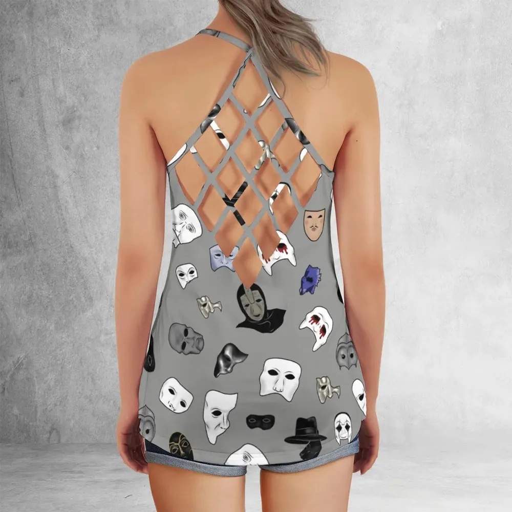 Masks of Phantom of Opera Criss Cross Tank Top - 3