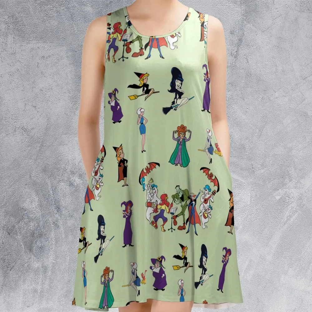 Witches Cartoon Characters Sleeveless Dress - 2
