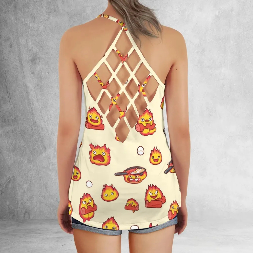 Calcifer Howl’s Moving Castle Criss Cross Tank Top - 3