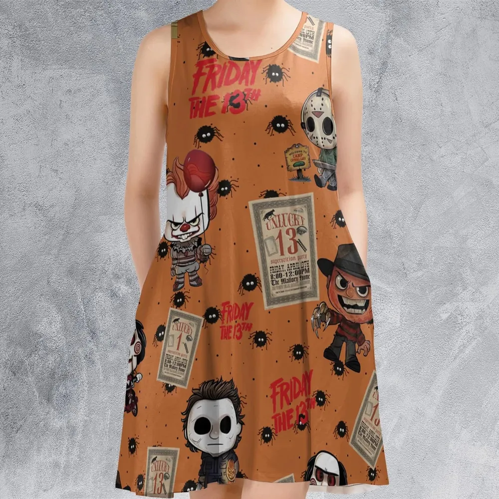 Chibi Horror Characters Sleeveless Dress - 2