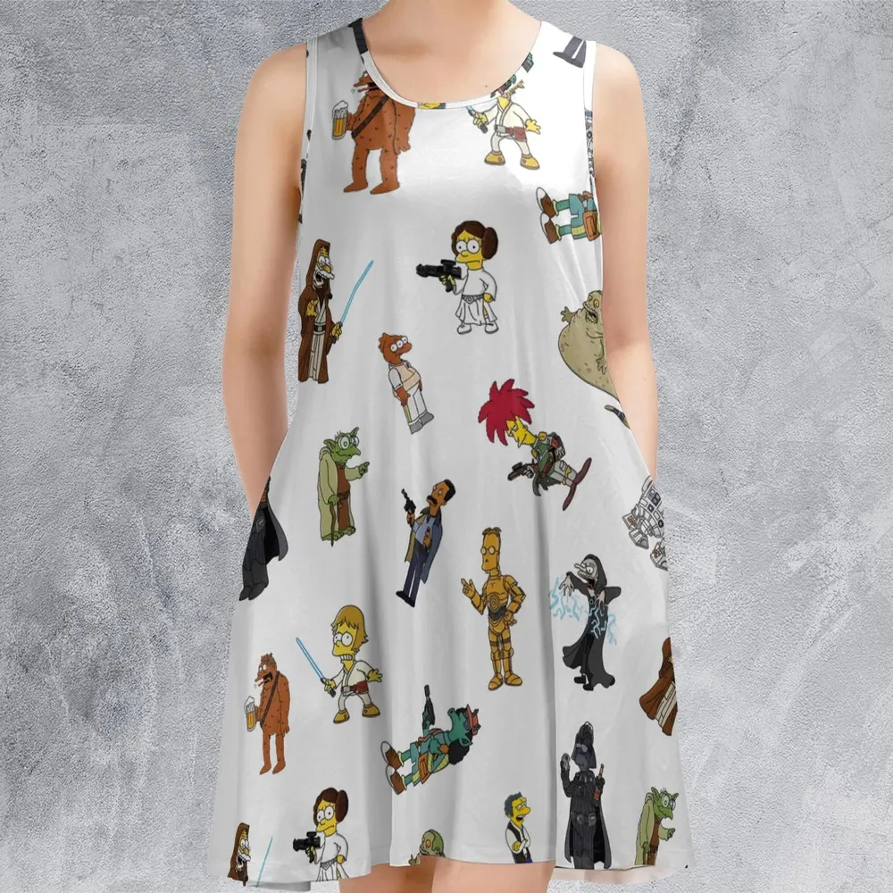 Simpsons Star Wars Mashup Sleeveless Dress - 2