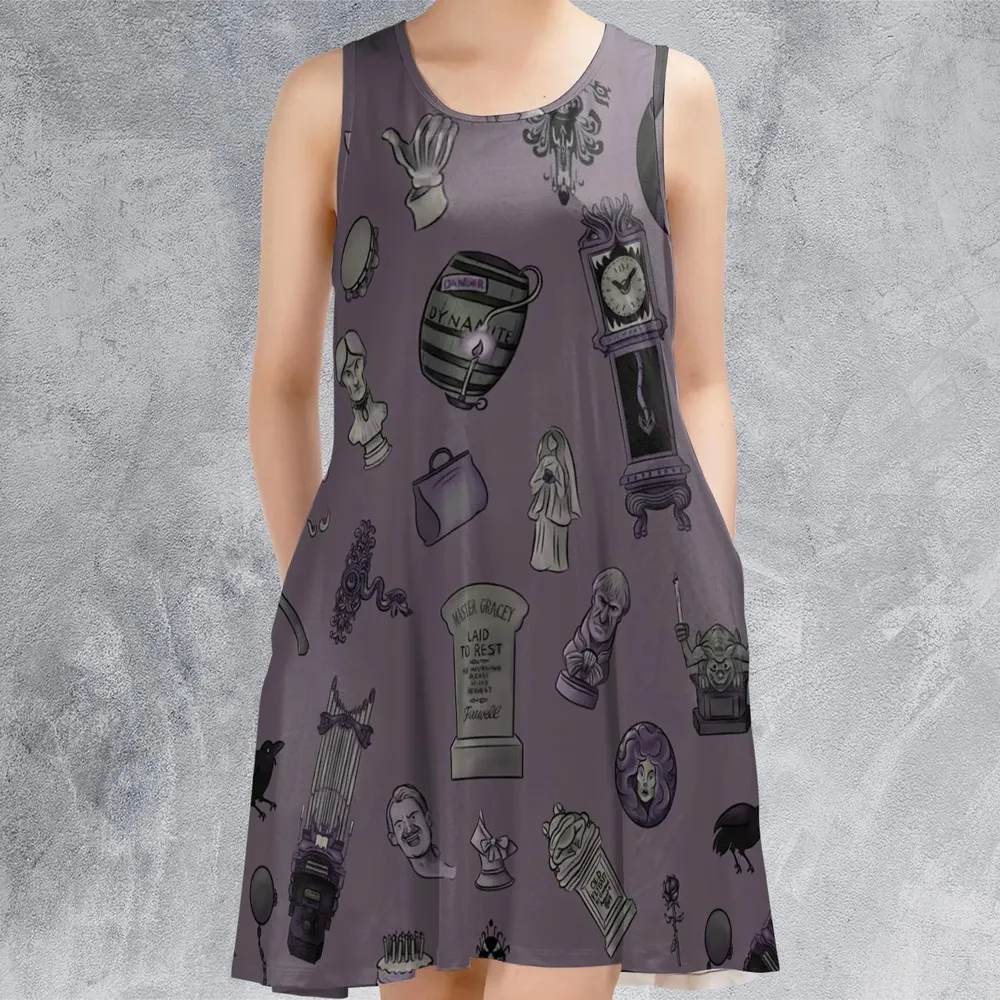 Welcome Foolish Mortals Haunted Mansion Sleeveless Dress - 2