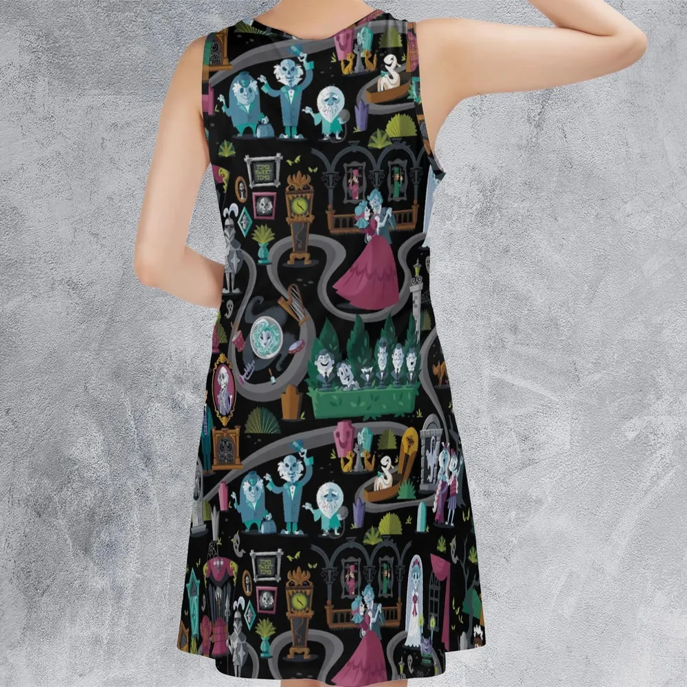 Haunted Mansion Map Sleeveless Dress - 3