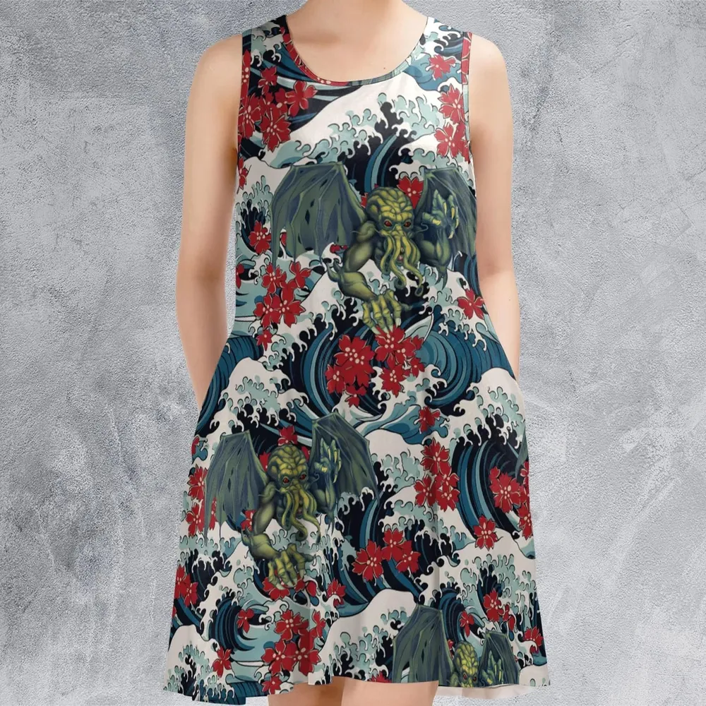Great Waves Cthulhu Sleeveless Dress - 2