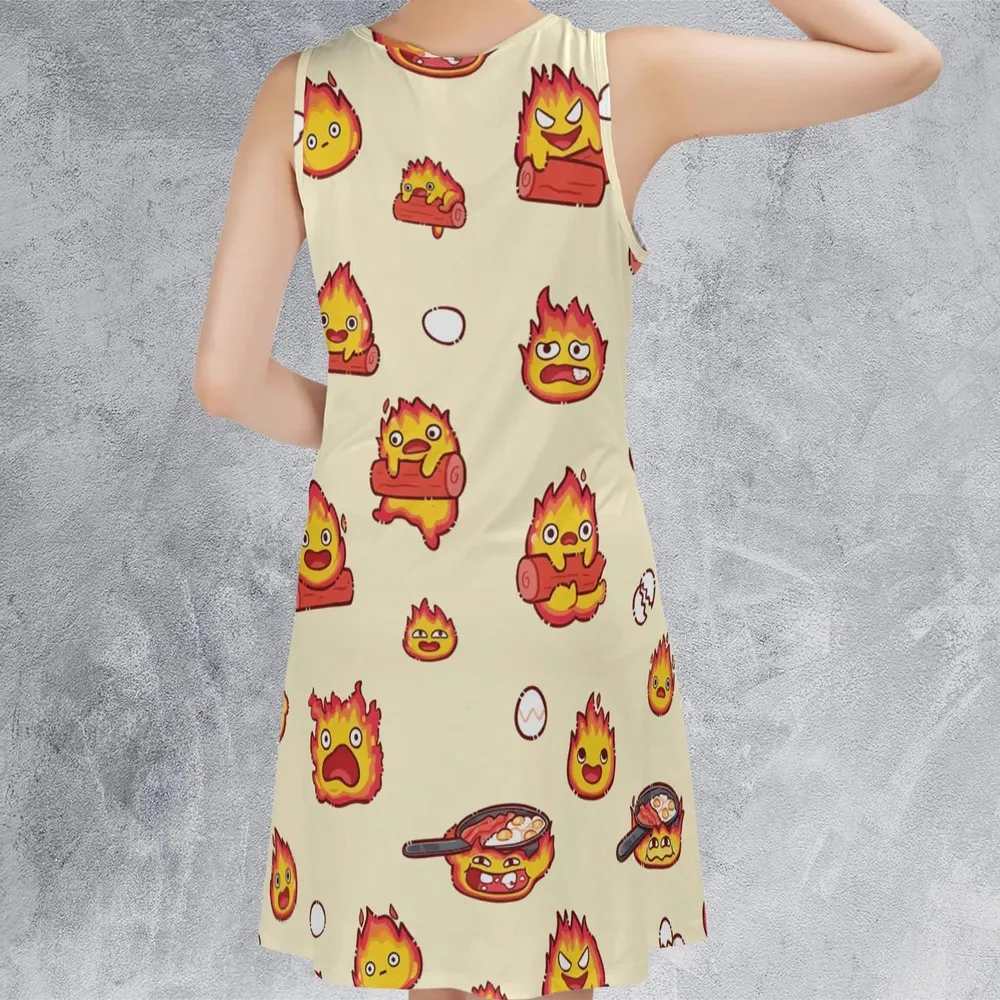 Calcifer Howl’s Moving Castle Sleeveless Dress - 3